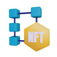 Ilustración de concepto de cadena de bloques nft 3d png