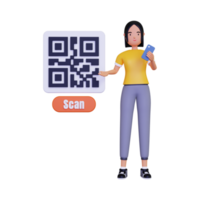 ilustração de código qr de uso 3d png