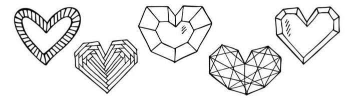 conjunto de ilustración de corazón dibujado a mano simple. lindo garabato del corazón del día de san valentín. vector