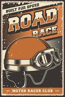 Retro Vintage Classic Helmet Motorcycle Road Race Poster vector