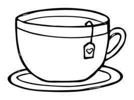 linda taza de ilustración de té. imágenes prediseñadas de taza simple. acogedor hogar garabato vector