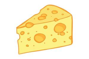 Hand drawn cheese parts and slices isolated on a white background. Cheese icon. Vector cheese clipart