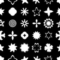 Monochrome Y2K stars, starburst futuristic seamless pattern. vector