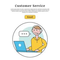 Call center and technical support for customer, online consultation, customer service, flat illustration vector