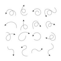 Vector dotted line arrows collection.