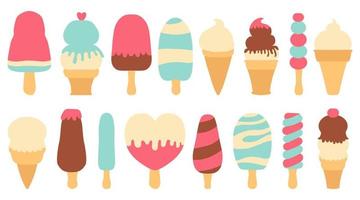 Set of different types of ice cream bar on a stick Isolated vector