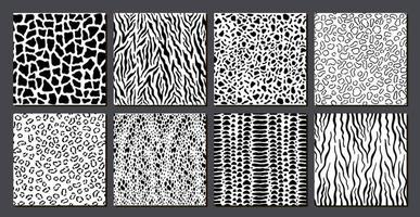 Safari animals skin seamless pattern set. Mammals Fur. vector