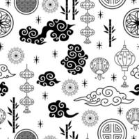 Chinese traditional oriental ornament background, pattern seamless vector