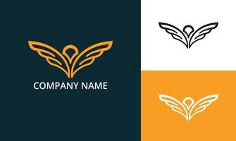 Wing logo isolated vector, line art logo, business logo design. vector