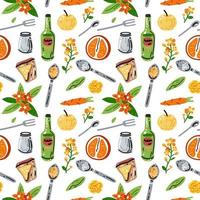 Bright seamless pattern for kitchen design, for the menu vector