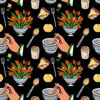 Bright seamless pattern for kitchen design, for the menu vector