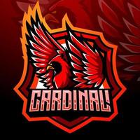 The red cardinal bird mascot. esport logo design vector
