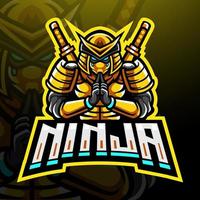 diseño de la mascota del logotipo ninja esport vector