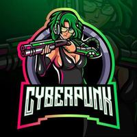 diseño de la mascota del logotipo de cyber punk esport vector