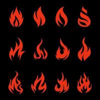 Fire Icons Set. Vector Illustration