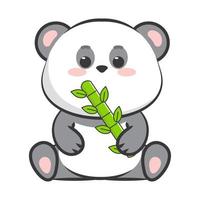 cute panda with bamboo vector