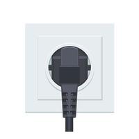Electrical plug and socket included. Turn on the electrical connection. Flat vector illustration