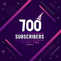 Thank you 700 subscribers celebration modern colorful design. vector