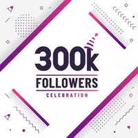 Thank you 300K followers, 300000 followers celebration modern colorful design. vector