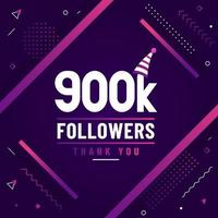 Thank you 900K followers, 900000 followers celebration modern colorful design. vector