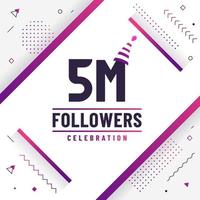 Thank you 5M followers, 5000000 followers celebration modern colorful design. vector