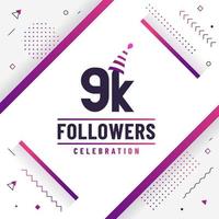 Thank you 9K followers, 9000 followers celebration modern colorful design. vector