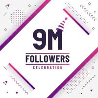 Thank you 9M followers, 9000000 followers celebration modern colorful design. vector