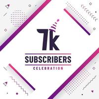 Thank you 7K subscribers, 7000 subscribers celebration modern colorful design. vector