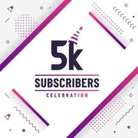 Thank you 5K subscribers, 5000 subscribers celebration modern colorful design. vector