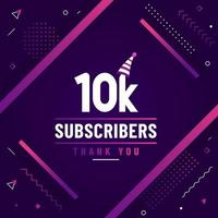 Thank you 10K subscribers, 10000 subscribers celebration modern colorful design. vector