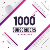 Thank you 1000 subscribers, 1K subscribers celebration modern colorful design. vector