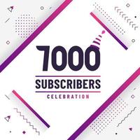 Thank you 7000 subscribers, 7K subscribers celebration modern colorful design. vector