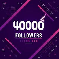 Thank you 40000 followers, 40K followers celebration modern colorful design. vector