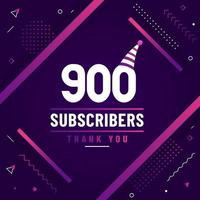 Thank you 900 subscribers celebration modern colorful design. vector