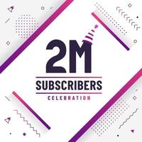 Thank you 2M subscribers, 2000000 subscribers celebration modern colorful design. vector