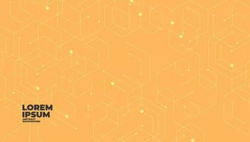 Abstract geometric dots connection on orange background. Abstract hexagon technology connect for concept design. vector