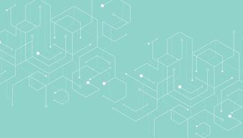 Abstract geometric dots connection on green background. Abstract hexagon technology connect for concept design. vector