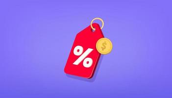 online shopping tag price 3d vector. Special offer promotion on 3d price tags on red tag discount vector