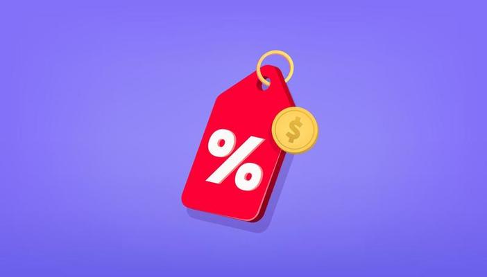online shopping tag price 3d vector. Special offer promotion on 3d price tags on red tag discount