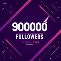 Thank you 900000 followers, 900K followers celebration modern colorful design. vector