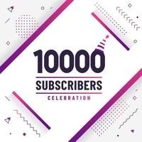 Thank you 10000 subscribers, 10K subscribers celebration modern colorful design. vector