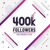 Thank you 400K followers, 400000 followers celebration modern colorful design. vector