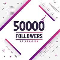 Thank you 50000 followers, 50K followers celebration modern colorful design. vector