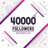 Thank you 40000 followers, 40K followers celebration modern colorful design. vector