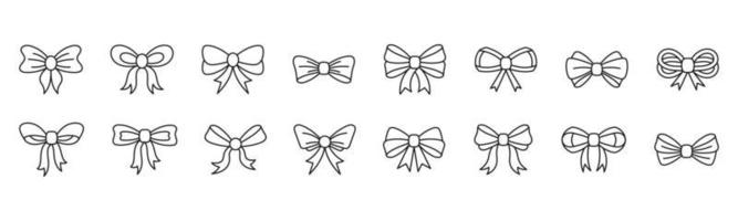 Ribbon line art icon set design template vector illustration