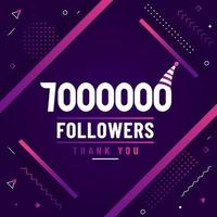 Thank you 7000000 followers, 7M followers celebration modern colorful design. vector