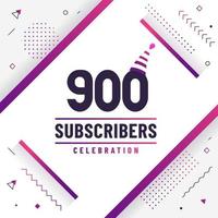 Thank you 900 subscribers celebration modern colorful design. vector