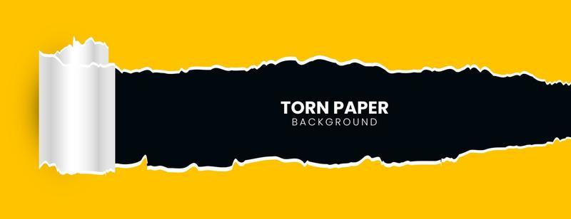 Ripped yellow paper on black background, space for copy