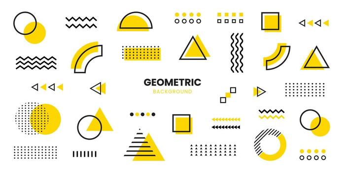 Black and yellow geometric background. Minimal cover template design for web. Modern abstract background with geometric shapes and lines. vector
