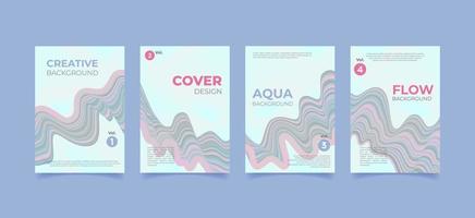 Creative fluid wave style poster set. Dynamic 3D shapes background. Cover design for banner, cover, print, promotion, social media. vector